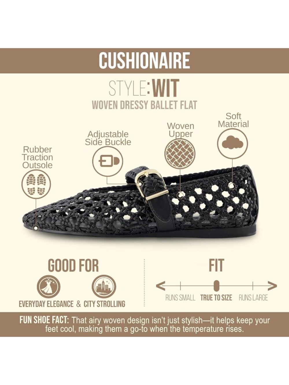Women's Black Comfortable Adjustable Braided Buckle Mary Jane Ballet Flats - Picture 4 of 6